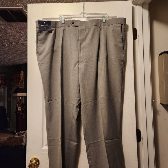 Stafford Big & tall men's new gray 80%polyester 20%viscose dress pants